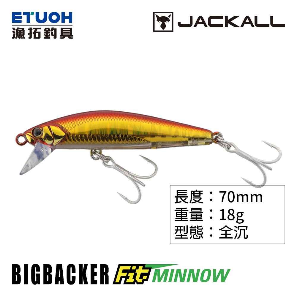 JACKALL BIG BACKER FIT MINNOW 70 [路亞硬餌] - 漁拓釣具官方線上購物平台